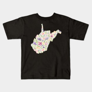 West Virginia Silhouette Florals Kids T-Shirt